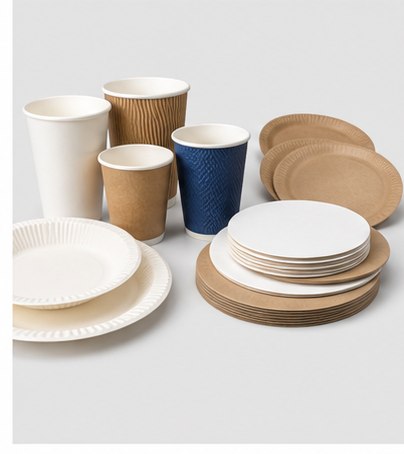 Paper cups plates and tissue products